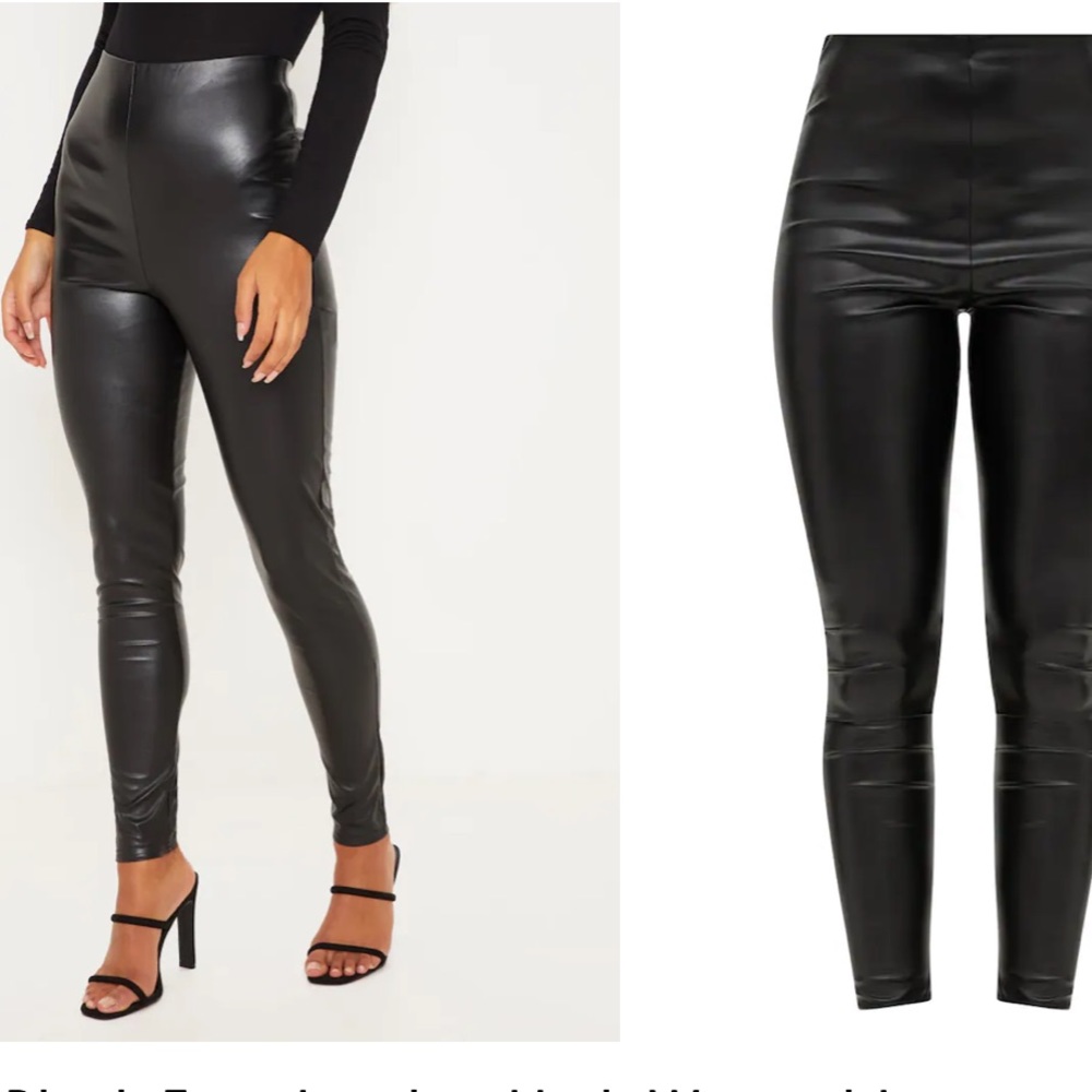 Black faux leather leggings-size 6